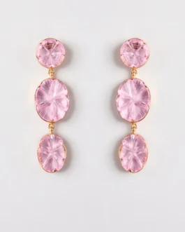 Wispy Pink Carved Floral Danglers