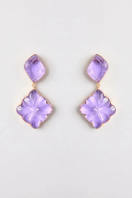 Lavender Bloom Drop Earrings