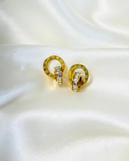 Gold Roman Crystal Earrings