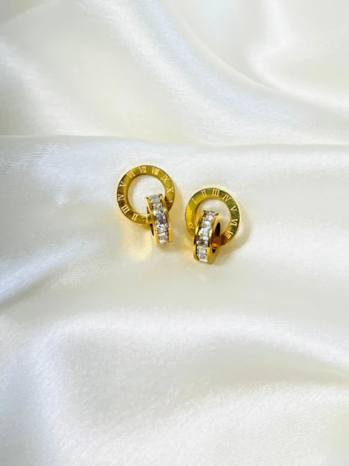 Gold Roman Crystal Earrings